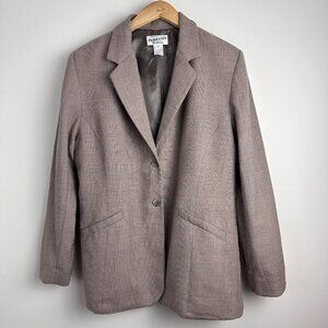 Pendleton Jacket Blazer Womens Size 14 Beige Plaid Wool‎ 2 Button